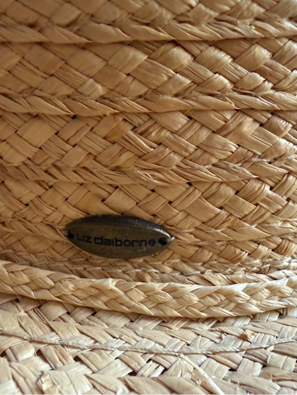 Vintage Liz Claiborne Tan Straw Raffia Wide Rolled Brim Summer Sun Hat - Picture 6 of 9